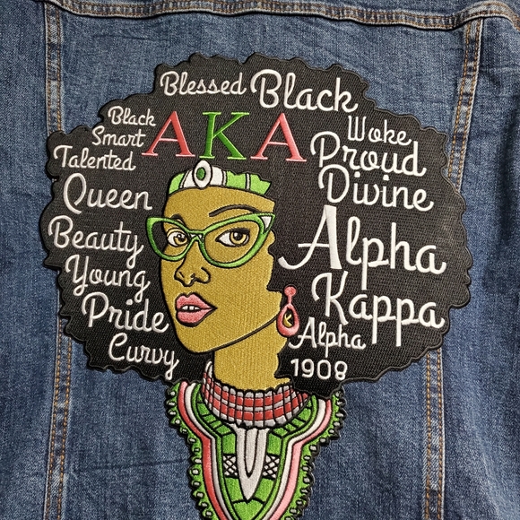 Custom Aka Sorority Denim Jacket Wmn 